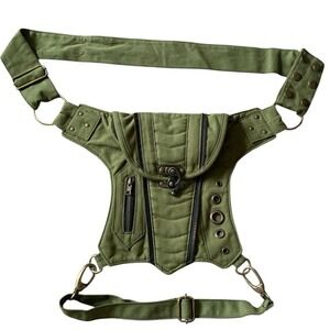 Earthbound Trading Co Utility Leg Bag Womens GreenSteampunk Hip Belt Festival OS